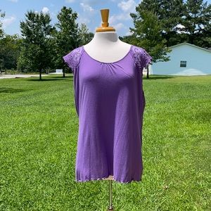 A.N.A Women's Purple Top With Lace